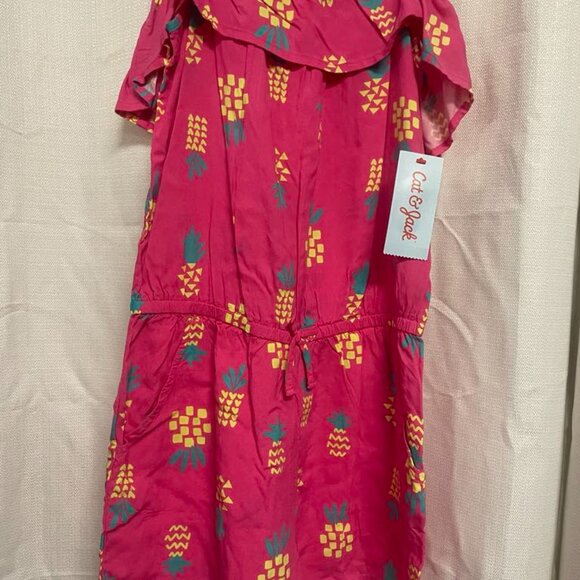 Girls' Pineapple Romper - Cat & Jack Pink- Large 10/12. - Picture 2 of 3